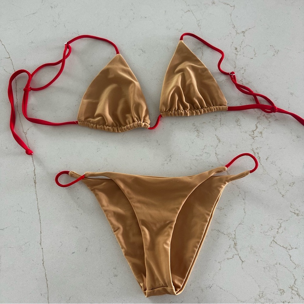 SAME Tan and Red Bikini Set